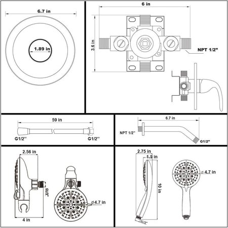 American Imaginations 12.99-in. W Shower Kit_ AI-36206